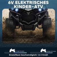 GARVEE 6V Elektro-Quad für Kinder ab 3 Jahren, Kinder Elektro-ATV mit LED-Scheinwerfern, Musikfunktion und Sicherem Fahrspaß, Schwarz
