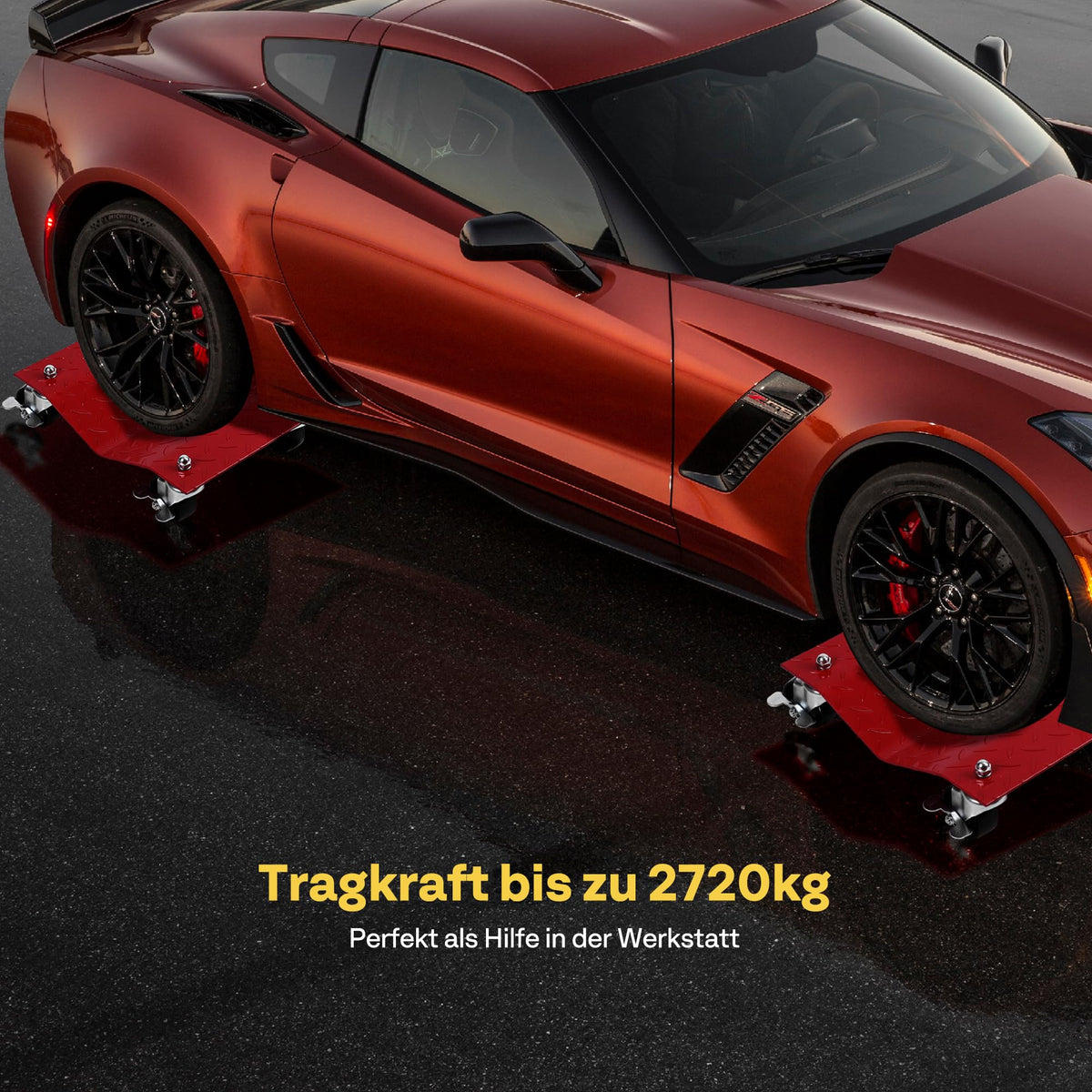 Garvee Auto-Rangierhilfe 2er-Set, 680 kg je Stück, 40 × 30 cm, 360° Rollen für Garage & Werkstatt
