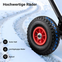 Garvee Schneeschieber mit Rädern – 75x40 cm Stahl-Klinge, 5-fach höhen- & neigungsverstellbar, klappbar & rückenschonend für Einfahrt und Gehweg (Schwarz)