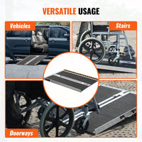Garvee Rollstuhlrampe 60 cm, Faltbare Schwellenrampe aus Aluminium, Bis 272 kg Tragfähigkeit, Tragbare Auffahrrampe mit Griff für Türschwellen & Stufen