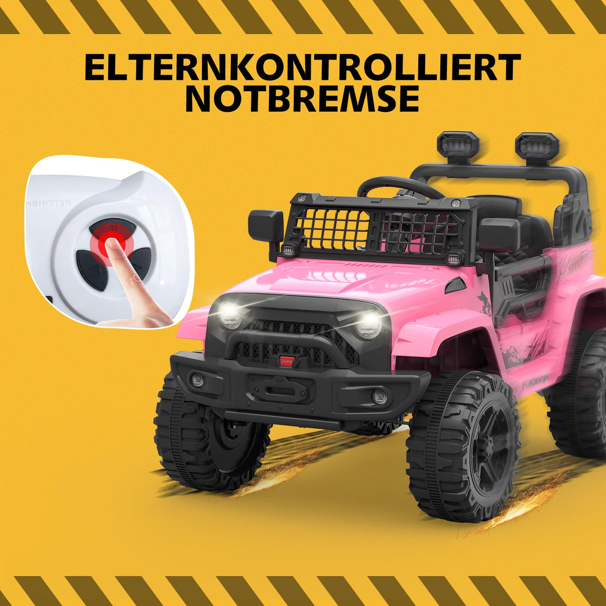 Garvee Kinder Elektroauto 12 V mit 2 × 35 W Doppelmotor, Eltern-Fernbedienung, Softstart, Federung, LED-Licht und Musik, Geländewagen für Kinder von 3–8 Jahren