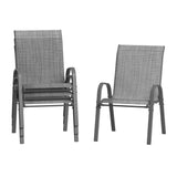 Garvee Stapelstühle Outdoor Set 4, Metallrahmen, Textilene, Atmungsaktiv, Für Garten & Terrasse, Grau - Grau