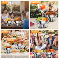 Garvee Chafing Dish 6er-Set mit je 4,7 L, runder Buffet-Speisenwärmer aus Edelstahl mit Deckel und herausnehmbaren Behältern für Catering, Hotel, Restaurant, Hochzeit, Bankett und Veranstaltungen