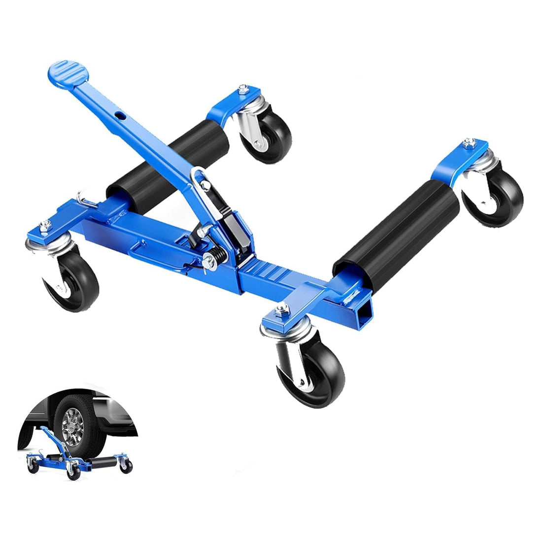 Garvee Hydraulische Auto Rangierhilfe, Rad-Rangierhilfe aus Stahl, 680 kg Tragkraft, mit Feststellrollen, für Reifen bis 35 cm Breite und Werkstattarbeiten
