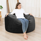 Garvee Sitzsack-Sessel aus Mikrofaser in Schwarz, abnehmbarer Bezug, Schaumstofffüllung, für Wohnzimmer und Schlafzimmer - Schwarz