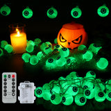 Garvee Halloween Augapfel Lichterkette 5 m, 30 LEDs, 8 Lichtmodi, IP44, Grün