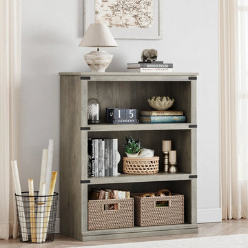 GARVEE Standregal, 4 Ebenen, 80 × 32 × 102 cm, MDF, Industrial-Design, Grau – für Wohnzimmer & Büro