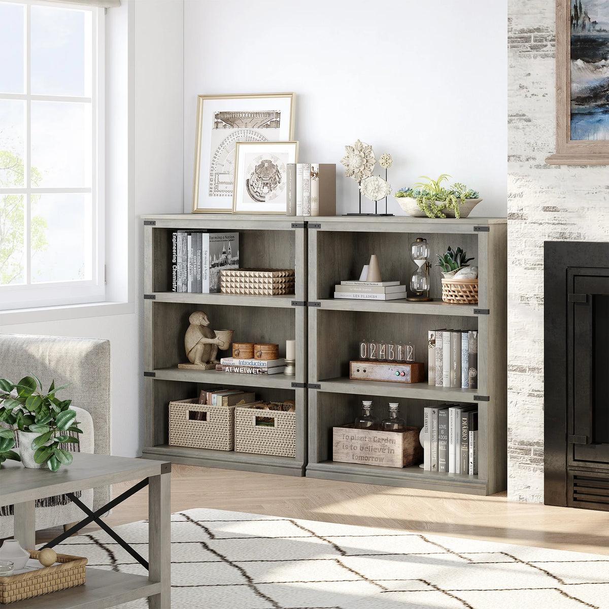 GARVEE Standregal, 4 Ebenen, 80 × 32 × 102 cm, MDF, Industrial-Design, Grau – für Wohnzimmer & Büro