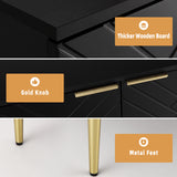 Garvee Kaffeebar-Sideboard 74 cm mit 2 Türen, MDF-Holz & verstellbaren Metallfüßen für Esszimmer und Flur, mit Stauraum, mit Schubladen, Schwarz - Schwarz