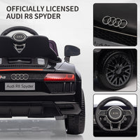 Garvee Schwarz 12V Kinder Elektroauto Sportwagen Audi R8 Modell Polizei mit Fernbedienung LED Musik für Kinder 3-8 Jahre