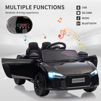 Garvee Schwarz 12V Kinder Elektroauto Sportwagen Audi R8 Modell Polizei mit Fernbedienung LED Musik für Kinder 3-8 Jahre
