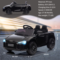Garvee Schwarz 12V Kinder Elektroauto Sportwagen Audi R8 Modell Polizei mit Fernbedienung LED Musik für Kinder 3-8 Jahre