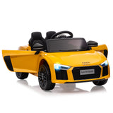 Garvee Gelb 12V Kinder Elektroauto Sportwagen Audi R8 Modell Polizei mit Fernbedienung LED Musik für Kinder 3-8 Jahre - Gelb