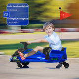 Garvee Kinder Elektro-Drift-Gokart 24V mit 180W Brushless-Motor, 2×12V 7Ah Akkus, 2 Geschwindigkeitsbereichen, 5-Rad-Metallrahmen, LED-Lichtern & Musik, bis 12 km/h/50 kg, ab 8 Jahren - Blau