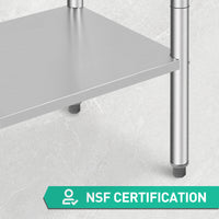 Garvee Edelstahl Arbeitstisch – 76×61×89 cm, Verstellbares Unterregal, Poliert für Küche & Restaurant