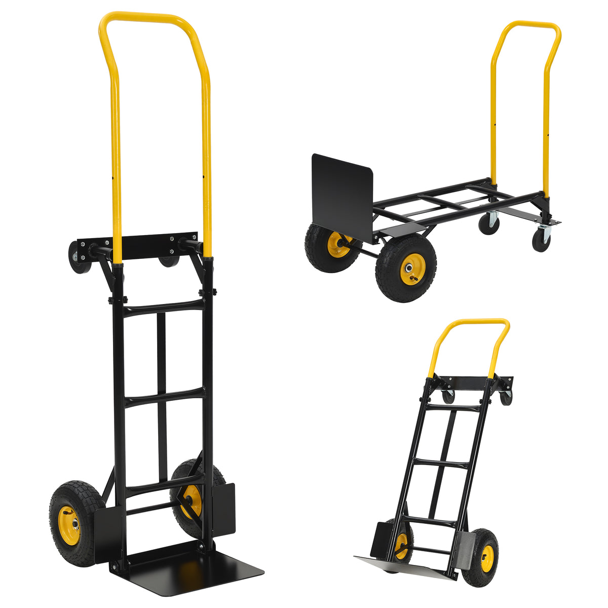 Garvee Faltbarer Transportwagen aus Stahl, 4 Pannensichere Räder, 136–180 kg, Lager & Garten, Gelb