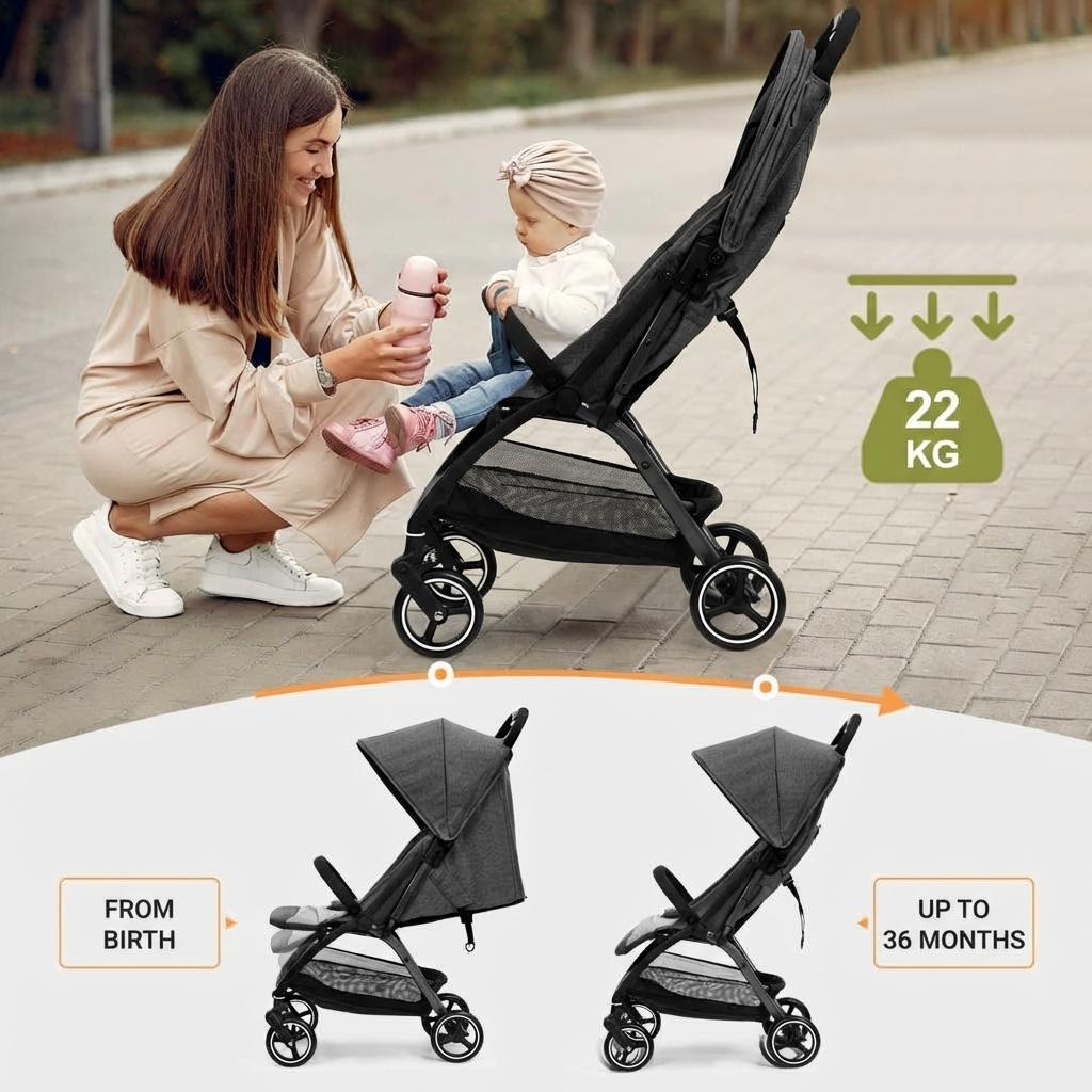 Geeignet von Geburt bis 36 Monate, maximale Tragkraft 22 kg