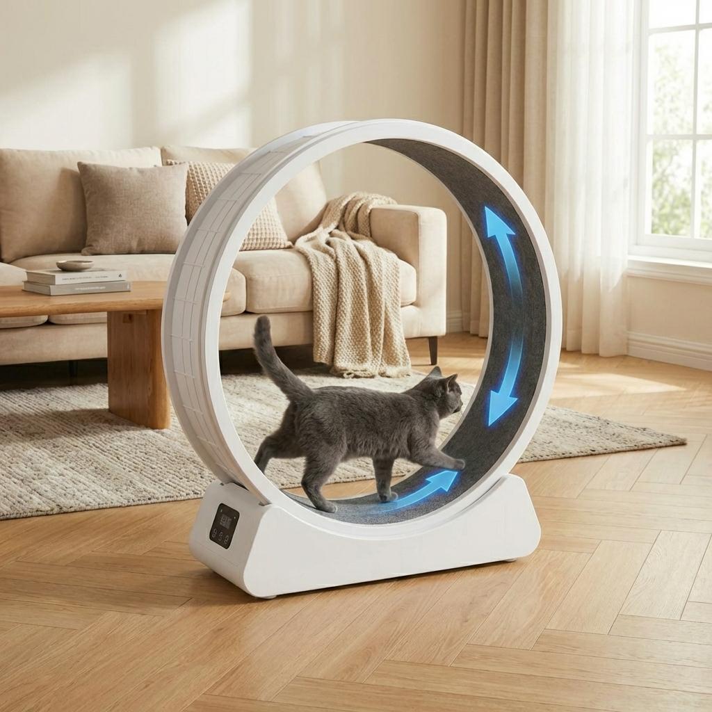 Garvee Katzenlaufrad XL 103 cm, Leises Katzenlaufband aus ABS für Katzen bis 12 kg, mit Schrittzähler und abnehmbarer Laufmatte