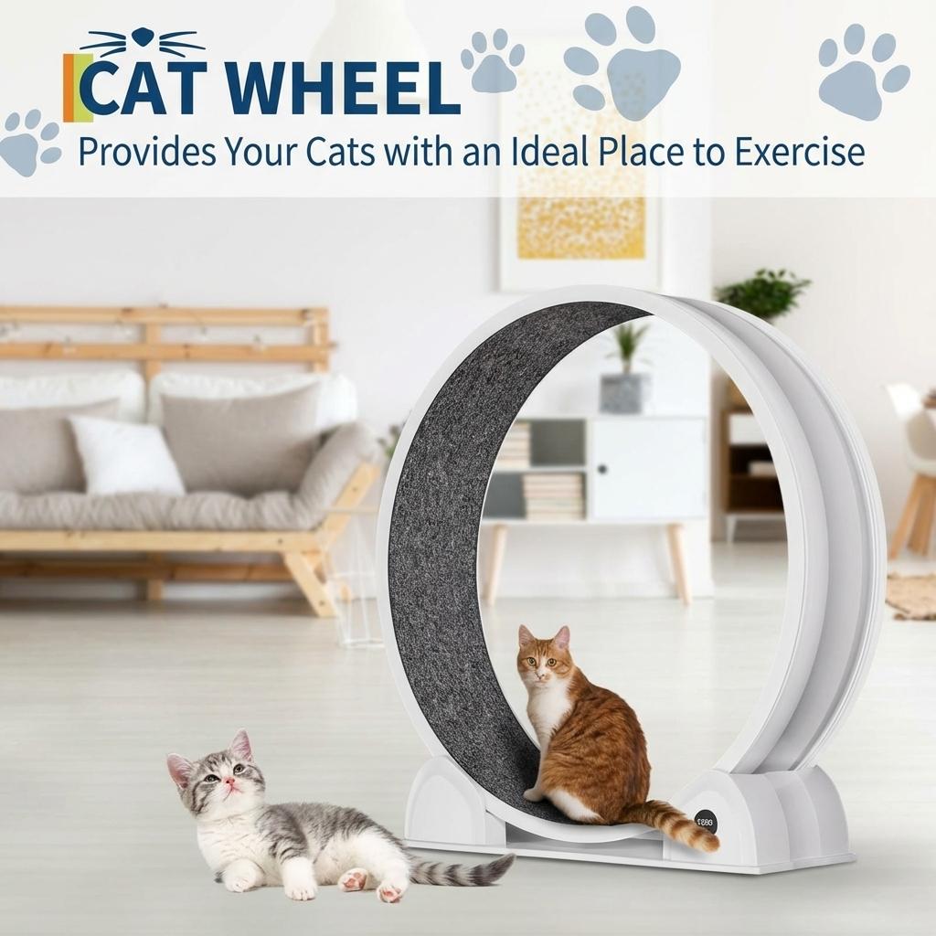 Garvee Katzenlaufrad XL 103 cm, Leises Katzenlaufband aus ABS für Katzen bis 12 kg, mit Schrittzähler und abnehmbarer Laufmatte