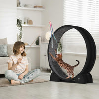 Garvee Katzenlaufrad XL 103 cm, Leises Katzenlaufband aus ABS bis 12 kg, mit Schrittzähler, Feststellfunktion und Laufmatte