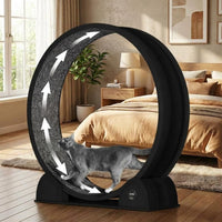 Garvee Katzenlaufrad XL 103 cm, Leises Katzenlaufband aus ABS bis 12 kg, mit Schrittzähler, Feststellfunktion und Laufmatte