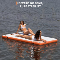 Garvee Aufblasbare Schwimmplattform 1,8 x 1,5 m, Für 3–5 Personen, Rutschfest, PVC, Mit Leiter, Für See & Wasser, Orange