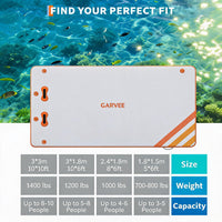 Garvee Aufblasbare Schwimmplattform 1,8 x 1,5 m, Für 3–5 Personen, Rutschfest, PVC, Mit Leiter, Für See & Wasser, Orange
