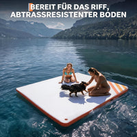 Garvee Aufblasbare Schwimmplattform 1,8 x 1,5 m, Für 3–5 Personen, Rutschfest, PVC, Mit Leiter, Für See & Wasser, Orange