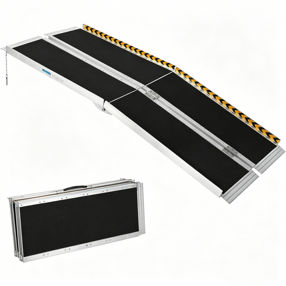Garvee Rollstuhlrampe 213 cm aus Aluminium, Tragbare Auffahrrampe mit Rutschfester Oberfläche und Reflektierenden Streifen, Bis 272 kg Tragkraft, für Zuhause & Schwellen, Gelb