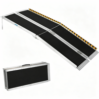 Garvee Rollstuhlrampe 213 cm aus Aluminium, Tragbare Auffahrrampe mit Rutschfester Oberfläche und Reflektierenden Streifen, Bis 272 kg Tragkraft, für Zuhause & Schwellen, Gelb