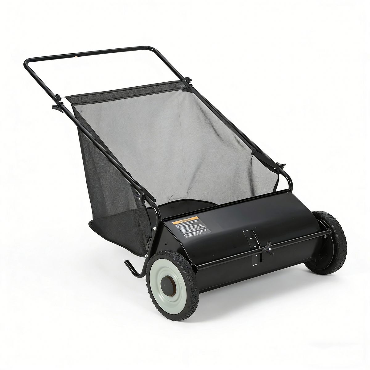 Garvee Rasenkehrer 66 cm mit 4 Bürsten, 200 L Beutel, Höhenverstellbar, Stahlrahmen, Schwarz
