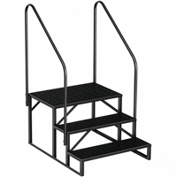 Garvee Wohnmobil Treppe 3 Stufen mit Handlauf, 300 Kg Tragkraft, Rutschfest, Stahl, Tragbar