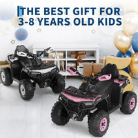 Garvee Kinder Elektro-Quad 12V, Elektrisches Kinderfahrzeug mit Fernbedienung, 2x35W Motoren, LED Lichtern & Musik, Für Kinder von 3–8 Jahren, Rosa