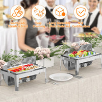 Garvee Chafing Dish 9 L aus Edelstahl, Rolltop Speisenwärmer mit Glasfenster und Komplettem Zubehör, Spülmaschinengeeignet für Buffet, Catering und Events