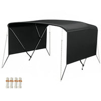 Garvee 3-Bogen-Bimini-Top-Bootsabdeckung, Abnehmbare Seiten, Verstellbar, Marine Canvas, UV-Schutz, Verstellbar 185–198 cm, Schwarz