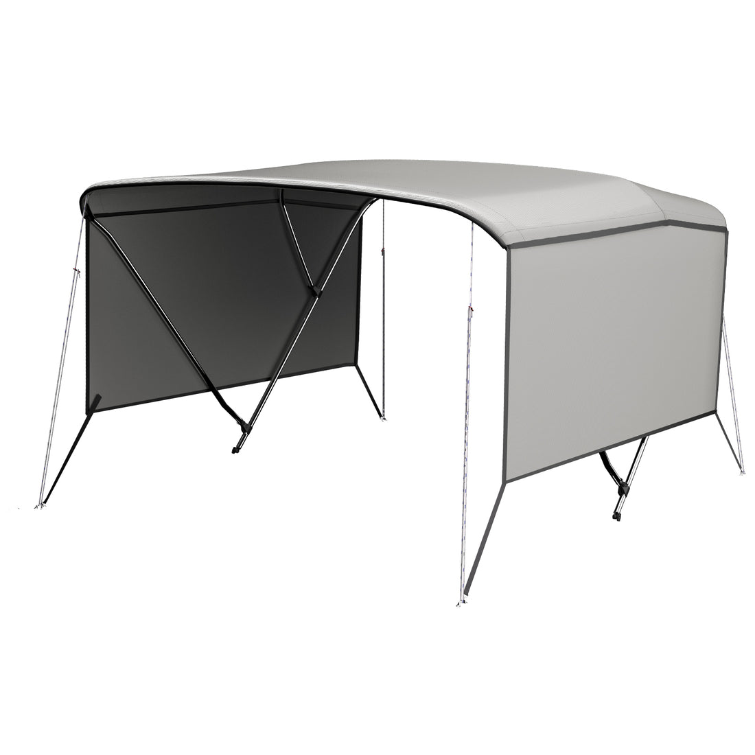 Garvee 3-Bogen-Bimini-Top-Bootsabdeckung, Abnehmbare Seiten, Verstellbar, Marine Canvas, UV-Schutz, Verstellbar 155–168 cm, Grau