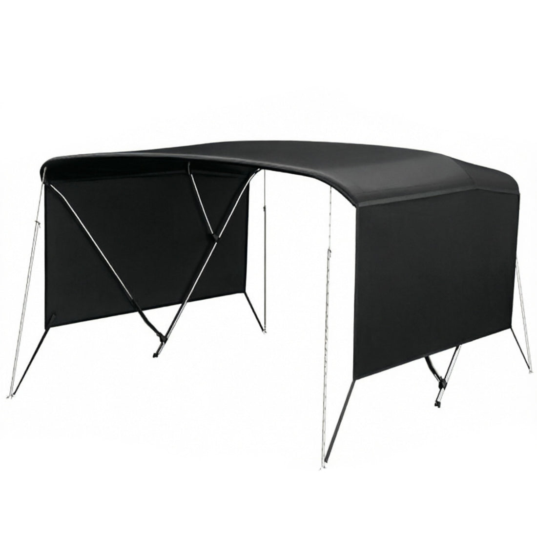 Garvee 3-Bogen-Bimini-Top-Bootsabdeckung, Abnehmbare Seiten, Verstellbar, Marine Canvas, UV-Schutz, Verstellbar 155–168 cm, Schwarz