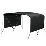 Garvee 3-Bogen-Bimini-Top-Bootsabdeckung, Abnehmbare Seiten, Verstellbar, Marine Canvas, UV-Schutz, Verstellbar 185–198 cm, Schwarz - Schwarz