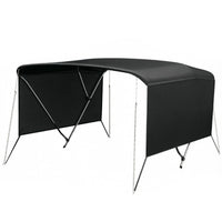 Garvee 3-Bogen-Bimini-Top-Bootsabdeckung, Abnehmbare Seiten, Verstellbar, Marine Canvas, UV-Schutz, Verstellbar 185–198 cm, Schwarz