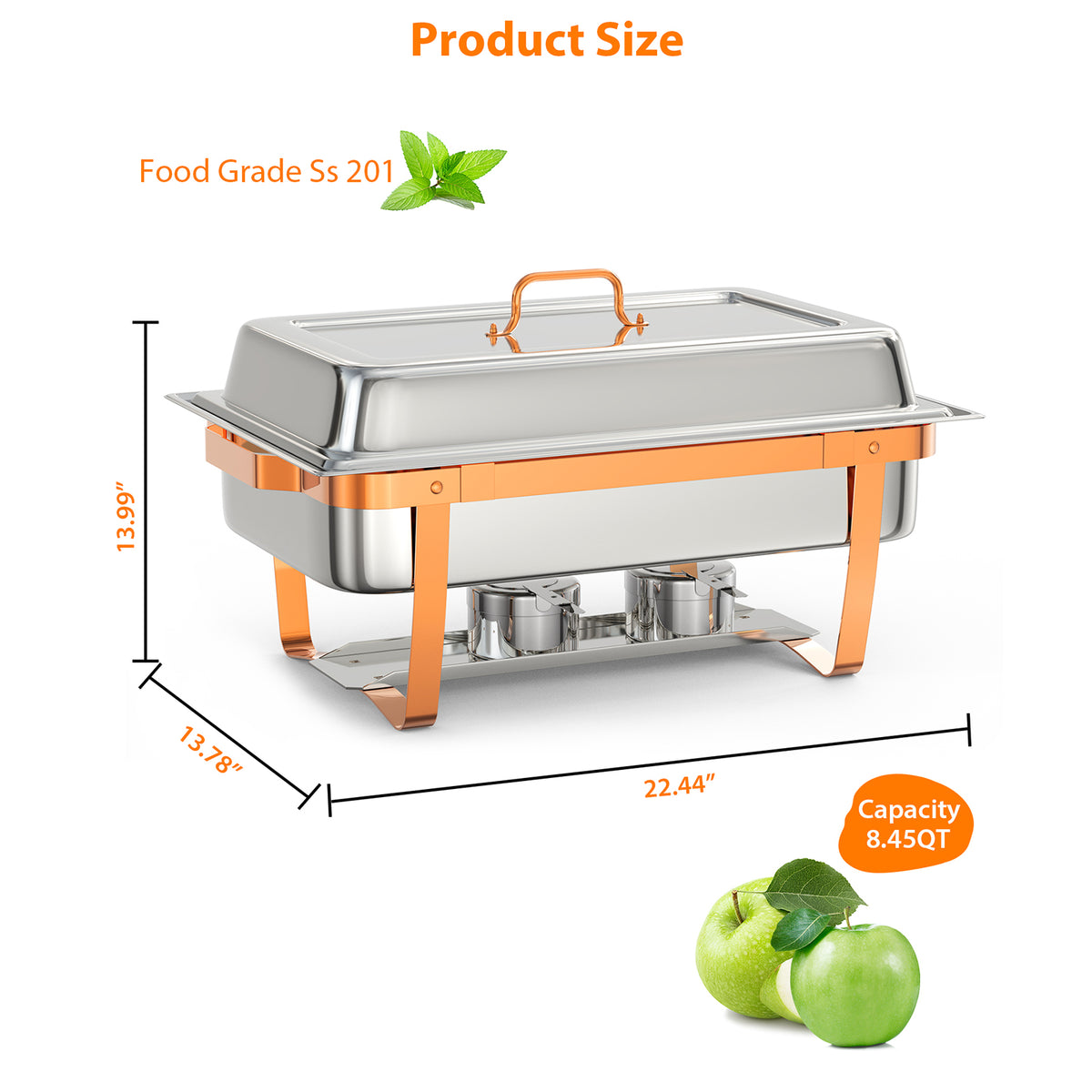 Garvee Chafing Dish 6er-Set, je 7,6 L aus Edelstahl, Buffet-Speisenwärmer für Catering, Hotel und Restaurant