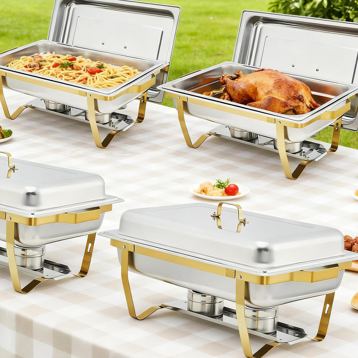 Garvee Chafing Dish 6er-Set, je 7,6 L aus Edelstahl, Gastro-Speisenwärmer für Hotel, Restaurant, Buffet und Catering