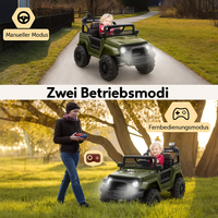Garvee Armeegrün Kinder Elektroauto Geländewagen 12V mit Fernbedienung, 2-Sitzer, 5 km/h, Musik & LED-Lichter, 3-5 Jahre