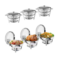 Garvee Chafing Dish 6er-Set mit je 4,7 L, runder Buffet-Speisenwärmer aus Edelstahl mit Deckel und herausnehmbaren Behältern für Catering, Hotel, Restaurant, Hochzeit, Bankett und Veranstaltungen