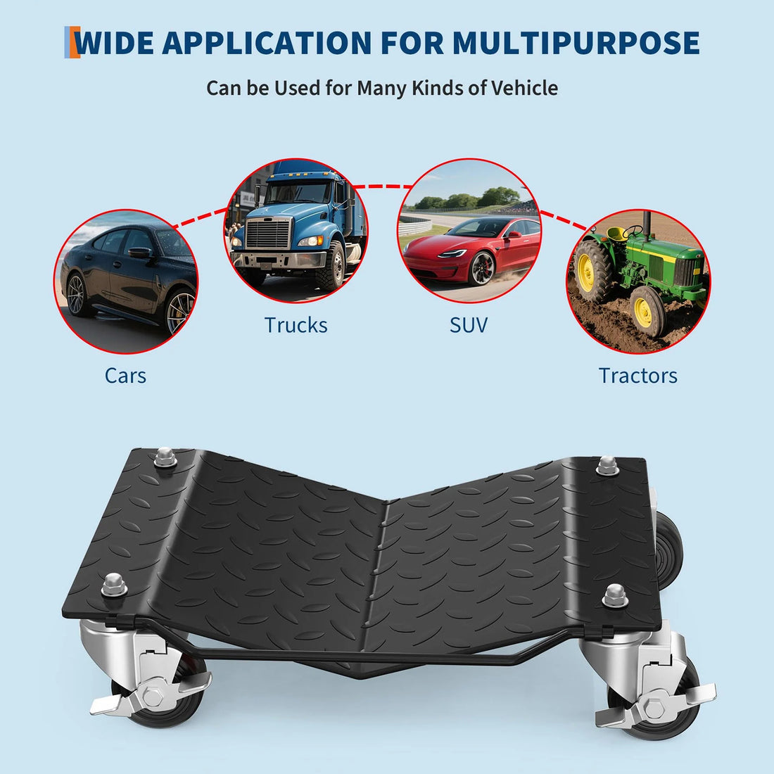 Garvee Auto-Rangierhilfe Set 4 Stück – V-Form, 680 kg Tragkraft pro Rolle, Schwarz