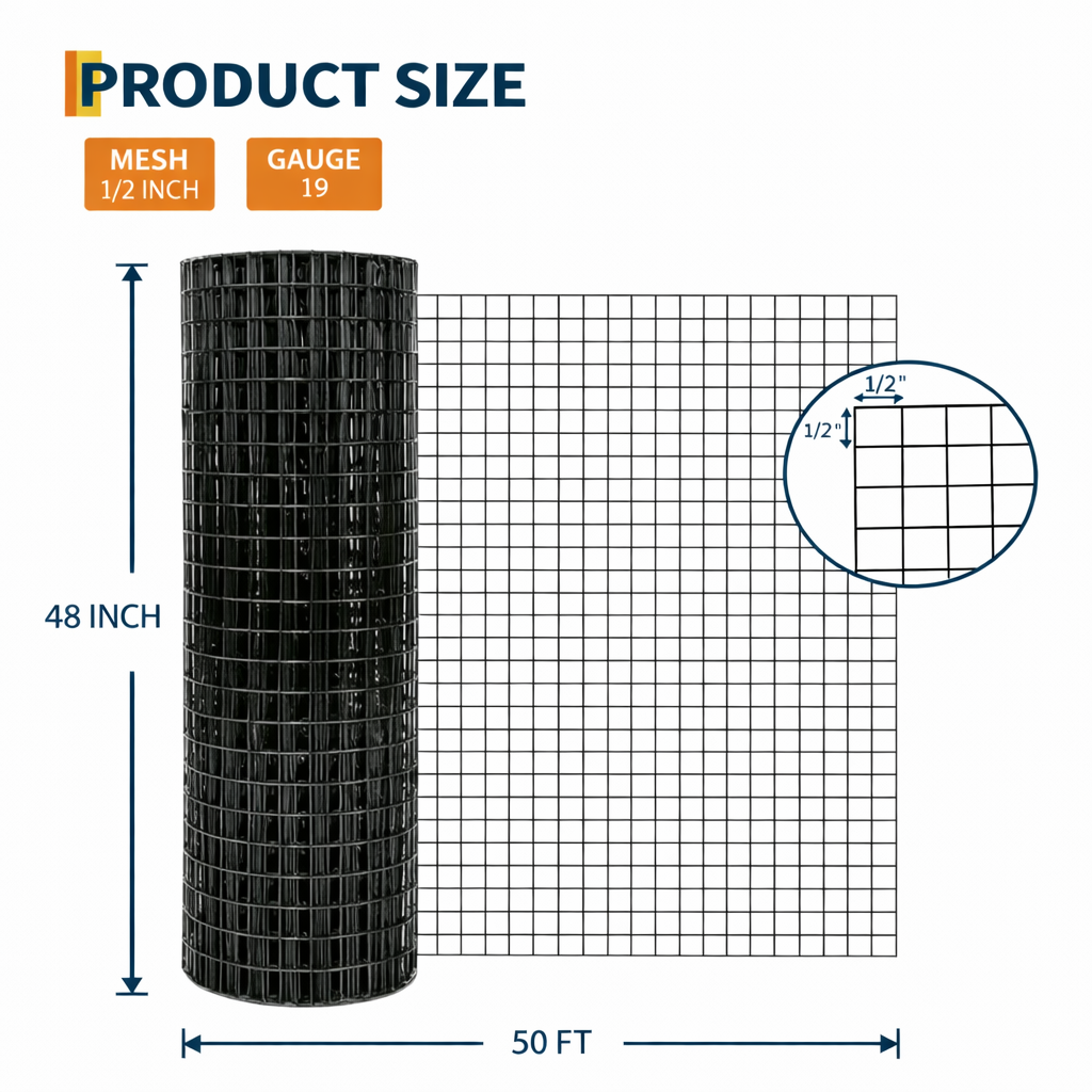 Garvee Drahtgeflecht 1,2×15 m, 1,27 cm Maschen, 19GA Verzinkt, Rostfrei für Garten & Geflügel