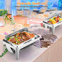 Garvee Chafing Dish 9 L aus Edelstahl, Rolltop Speisenwärmer mit Glasfenster und Komplettem Zubehör, Spülmaschinengeeignet für Buffet, Catering und Events