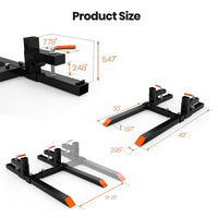 Garvee 109 cm Schwerlast-Palettengabel zum Anklemmen, 907 kg Tragkraft, Gabelzinken mit 33–58 cm Stabilisator für Traktor- und Laderschaufeln, ohne Schweißen