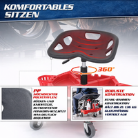 Garvee Mechaniker-Rollhocker Höhenverstellbar 50,8-63,5 cm, 136 kg Tragkraft, mit verriegelbaren Rollen für Werkstatt & Garage, Rot