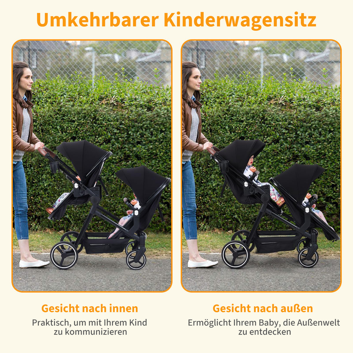 Garvee Zwillingsbuggy mit Alu-Rahmen, leicht & klappbar – Perfekt für Zwillinge auf Reisen