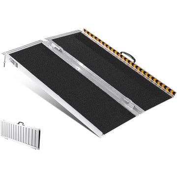 Garvee Rollstuhlrampe 60 cm, Faltbare Schwellenrampe aus Aluminium, Bis 272 kg Tragfähigkeit, Tragbare Auffahrrampe mit Griff für Türschwellen & Stufen